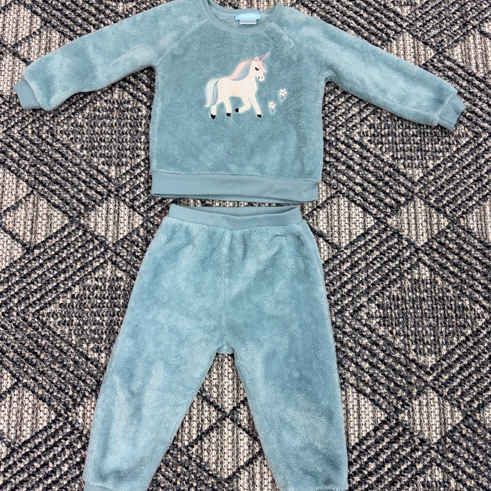 Pekkle Kids Pajama Set - Teal Unicorn Design